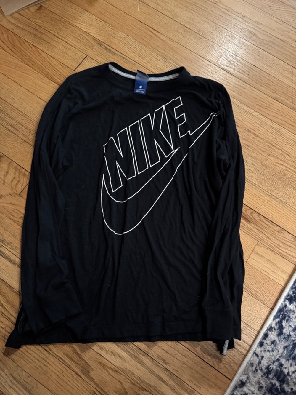 Nike Black Long Sleeve Tee with White Outline Swoosh